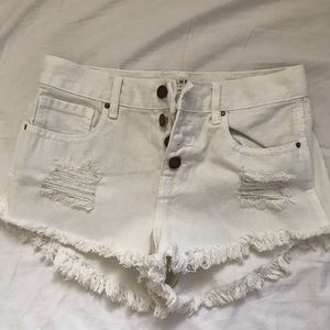 Levi Strauss & Co High Waisted White Denim Shorts